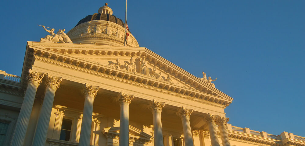 Photograph of Sacramento State Capitol at Sunset