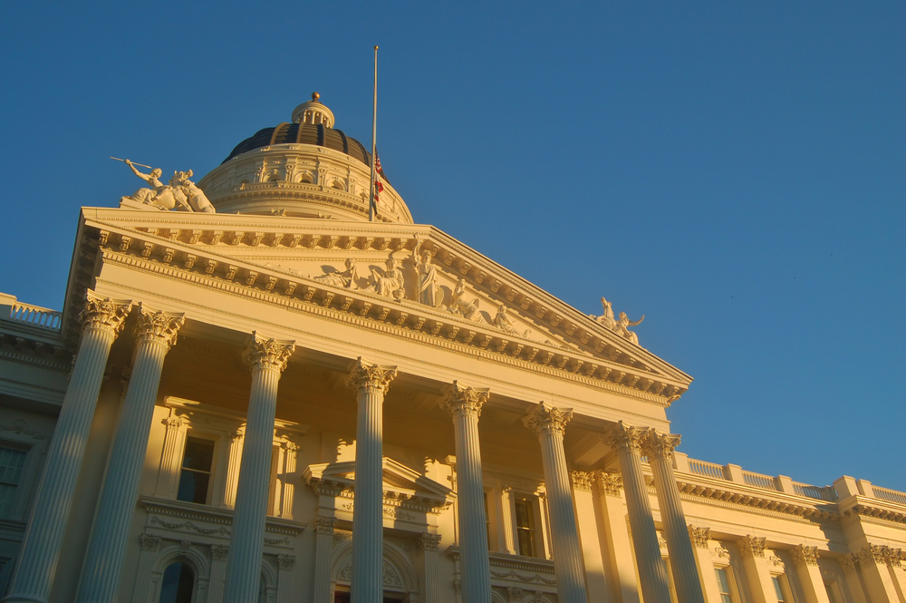 Photograph of Sacramento State Capitol at Sunset